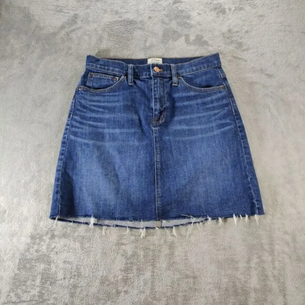 J.Crew Jean Skirt Womens‎ 26 Blue Denim Dark Wash Mini Biker Skater